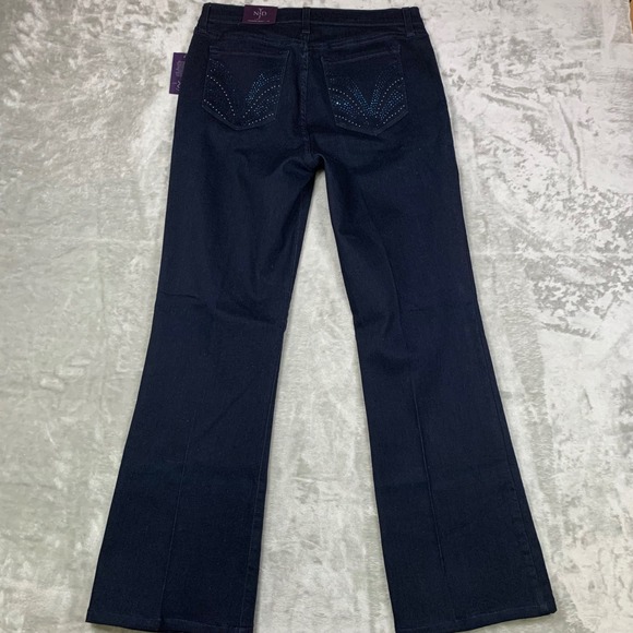 NYDJ Denim - NYDJ Modern Bootcut Jeans Womens 10 Dark Blue 31x31 Rhinestone Lift Tuck NWT USA